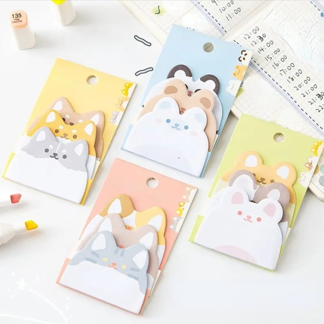 Cute cat sticky note. Each pack has 3 different design.Pack of 4. Total 12 design.