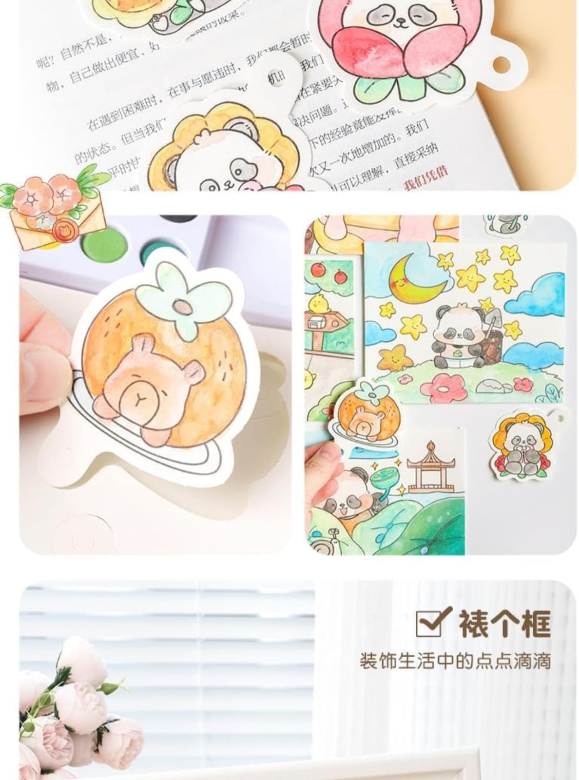 Watercolor Painting Book Set – DIY Graffiti Coloring Note-Book with Watercolor Gouache Brush, Creative Cartoon Coloring Book, Dip Water to Paint Painting Set for Kids, Boys, Girls, Childrens (Rabbit)