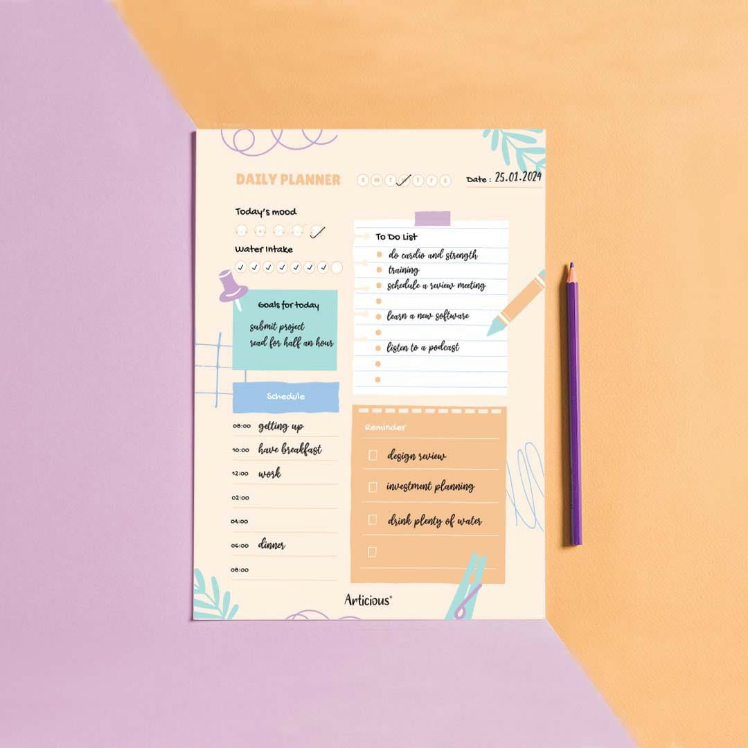 Aesthetic Daily Planner Notepad | Cute Pastel To-Do List & Productivity Planner 🌸 any random design.