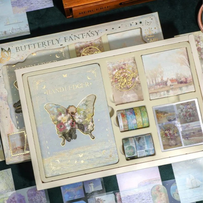 Premium exclusive butterfly journal scrapbook gift set