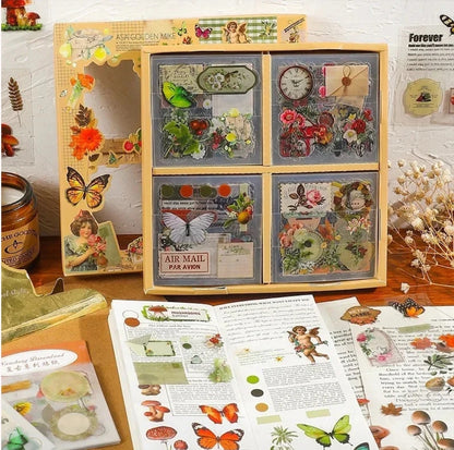 Vintage Sticker Box for crafts and journals