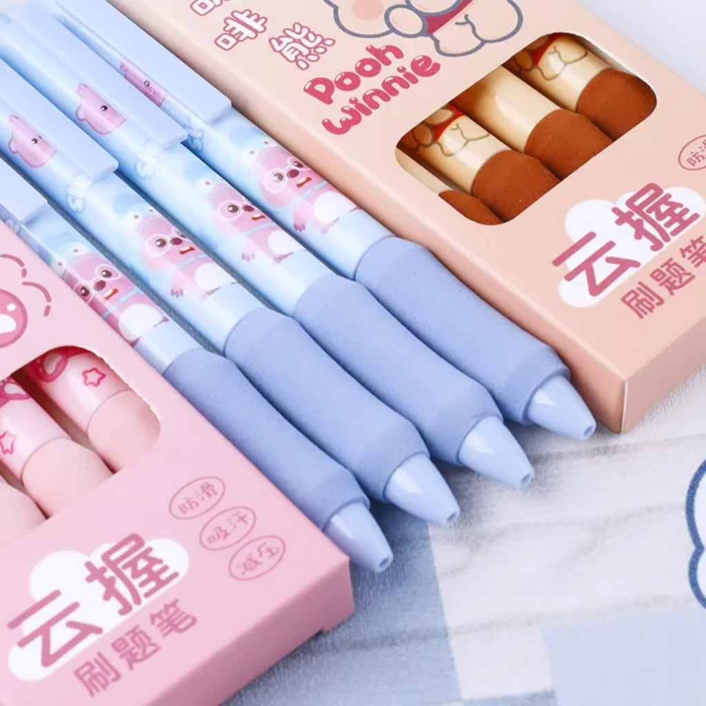 Kawaii blue ink gel pen 0.5mm with soft grip. 4pc.