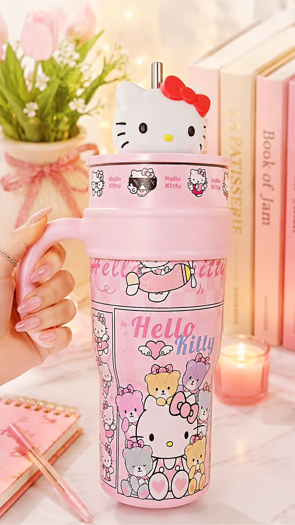 Hello Kitty tumbler with a 3d charm