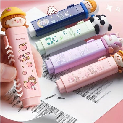 Peach Cake Push Pull Eraser, Lightweight Retractable Eraser Stationery for Office & School, Pink