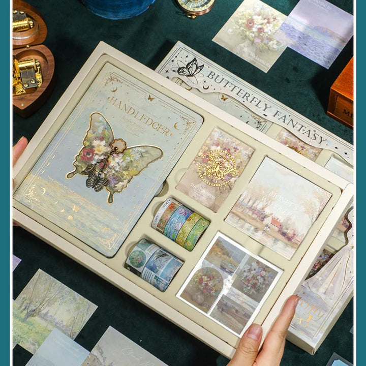 Premium exclusive butterfly journal scrapbook gift set