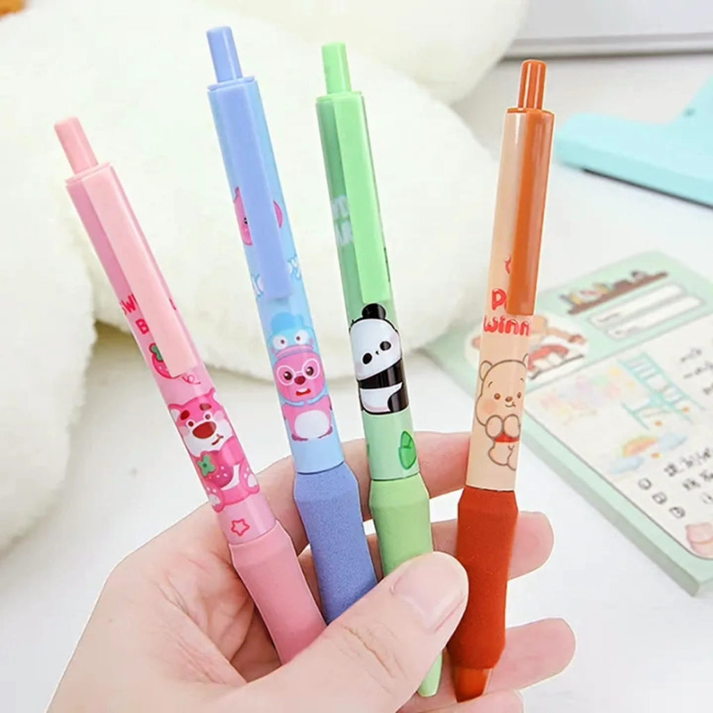 Kawaii blue ink gel pen 0.5mm with soft grip. 4pc.