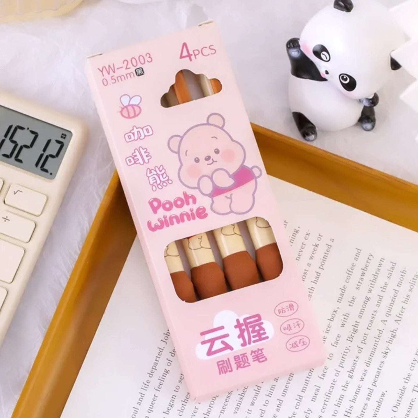 Kawaii blue ink gel pen 0.5mm with soft grip. 4pc.