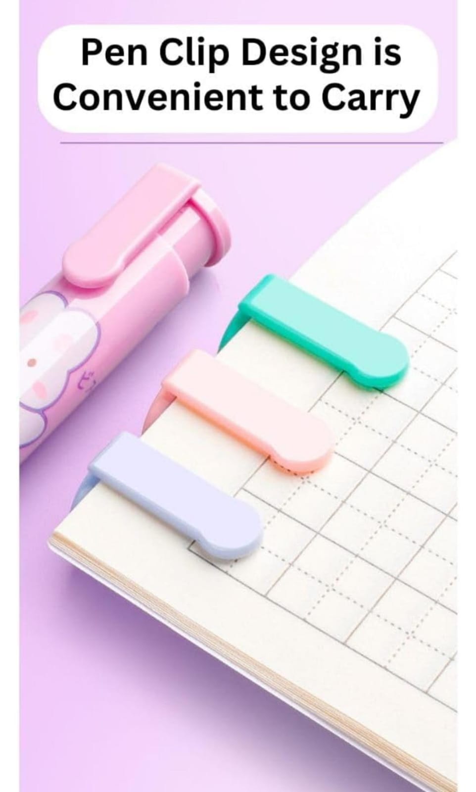 Push back eraser set. Each set has one push back eraser pen and 2 back up. 4pc set.