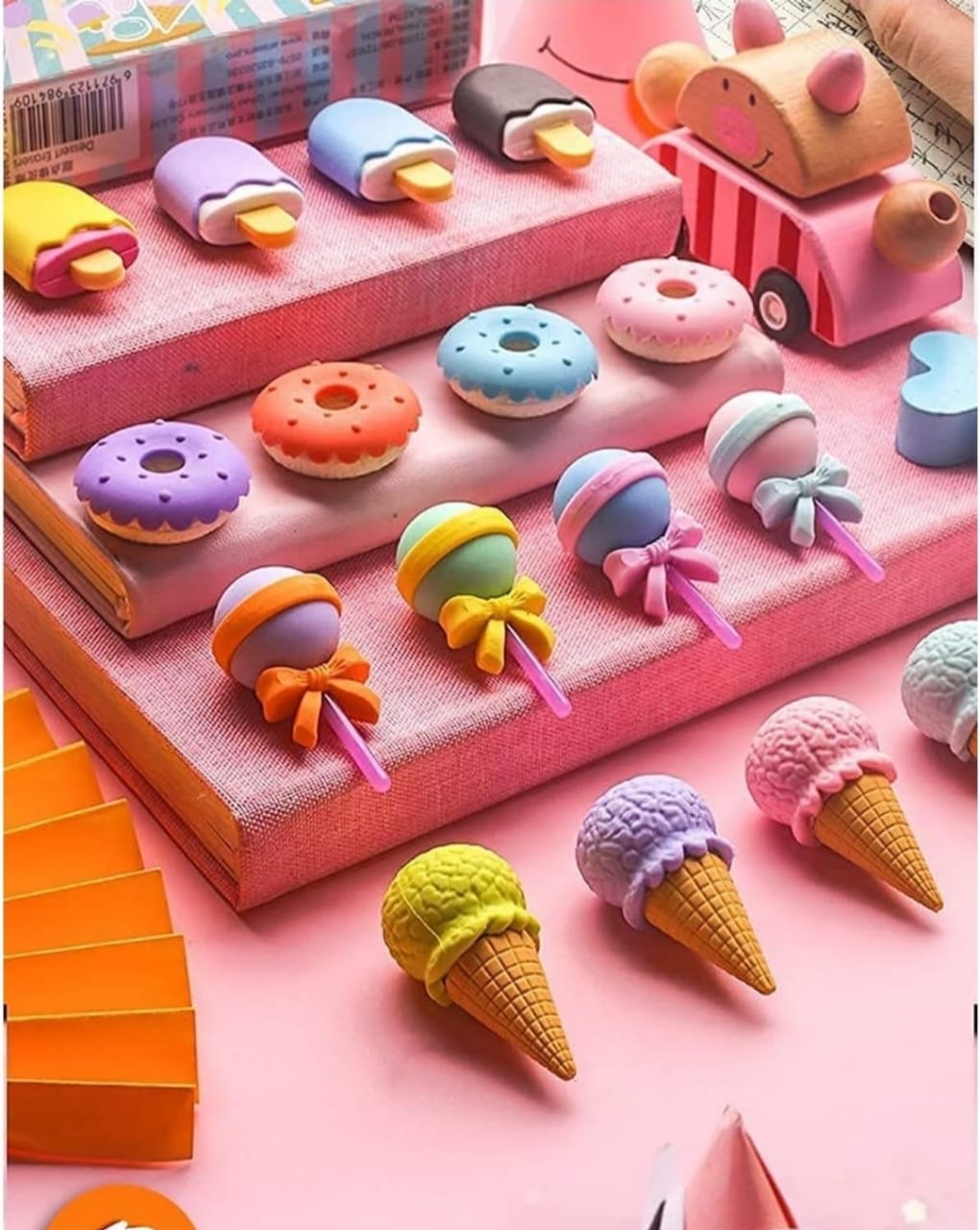 Candy shape big size 3d eraser box set. 4pc in one box.