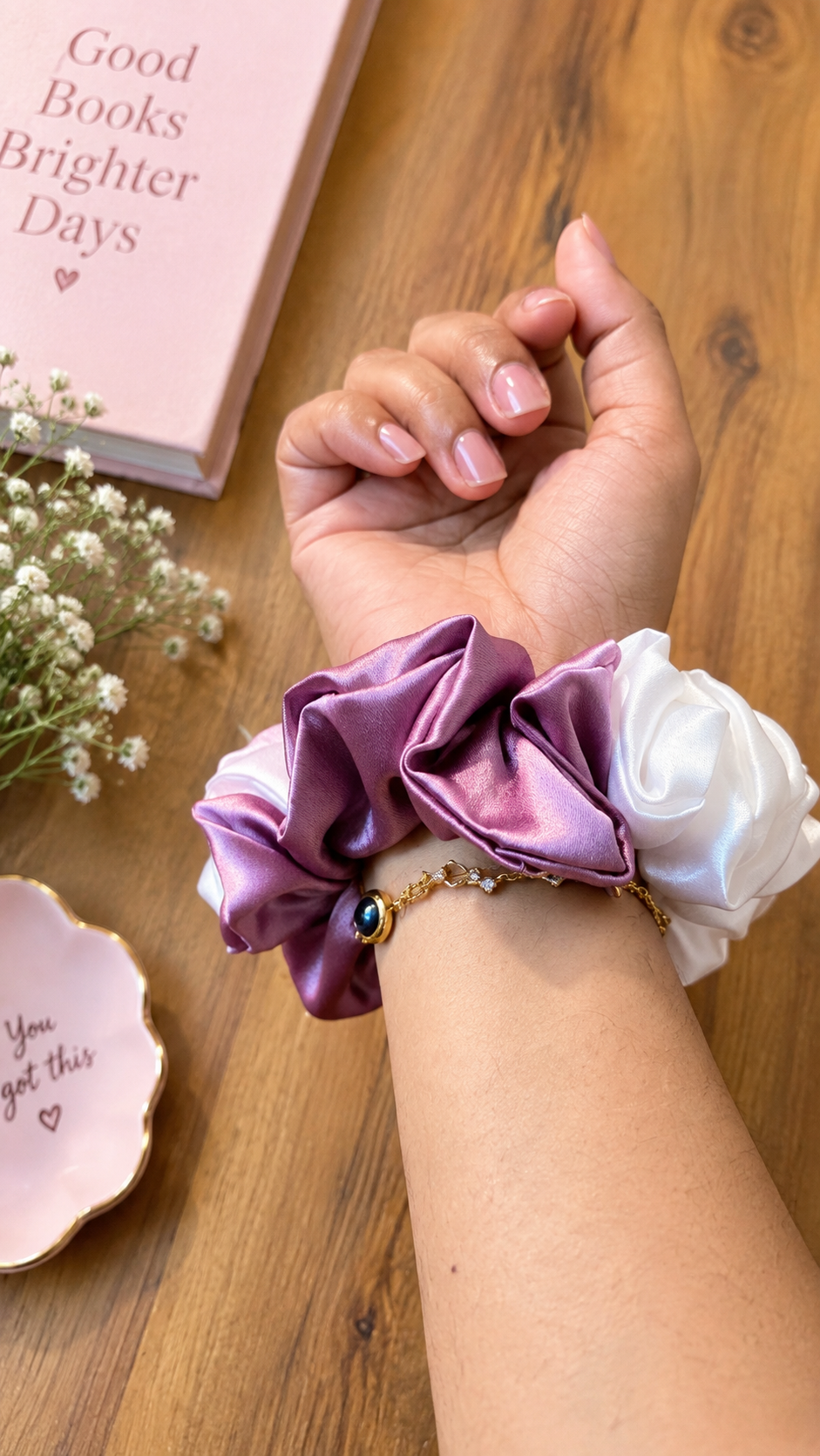 Dual colour Satin Scrunchie big size one piece