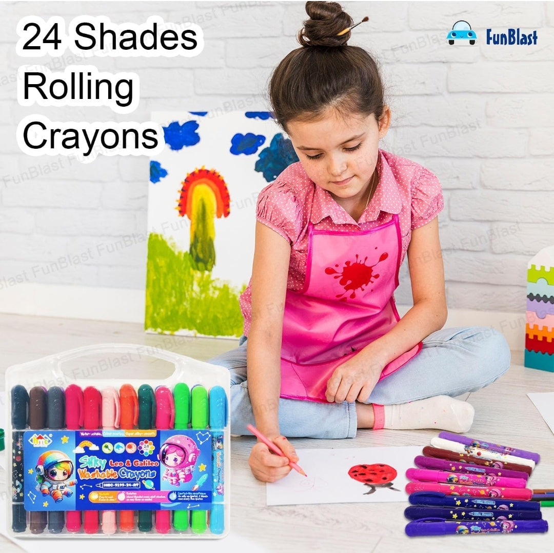 Crayons for Kids – Washable Super Silky Smooth Twistable 48 Shades Rolling Crayons in Box, Crayon Colour Set for Kids, Art Drawing Crayon Set for Kids, Drawing and Painting Set (48-Un-Crayon)