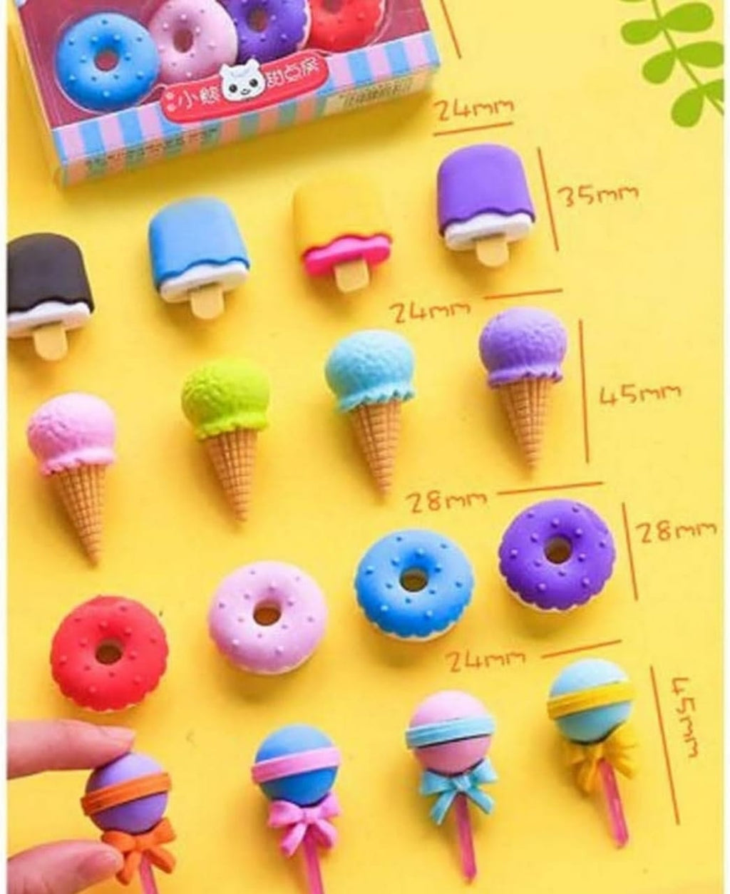 Candy shape big size 3d eraser box set. 4pc in one box.