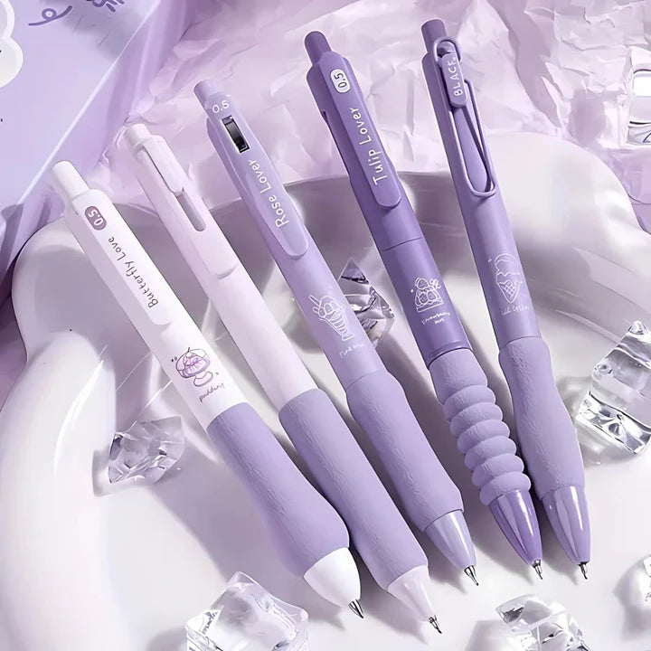 Japanese kawaii soft grip black gel pen gift set 5pc in one set