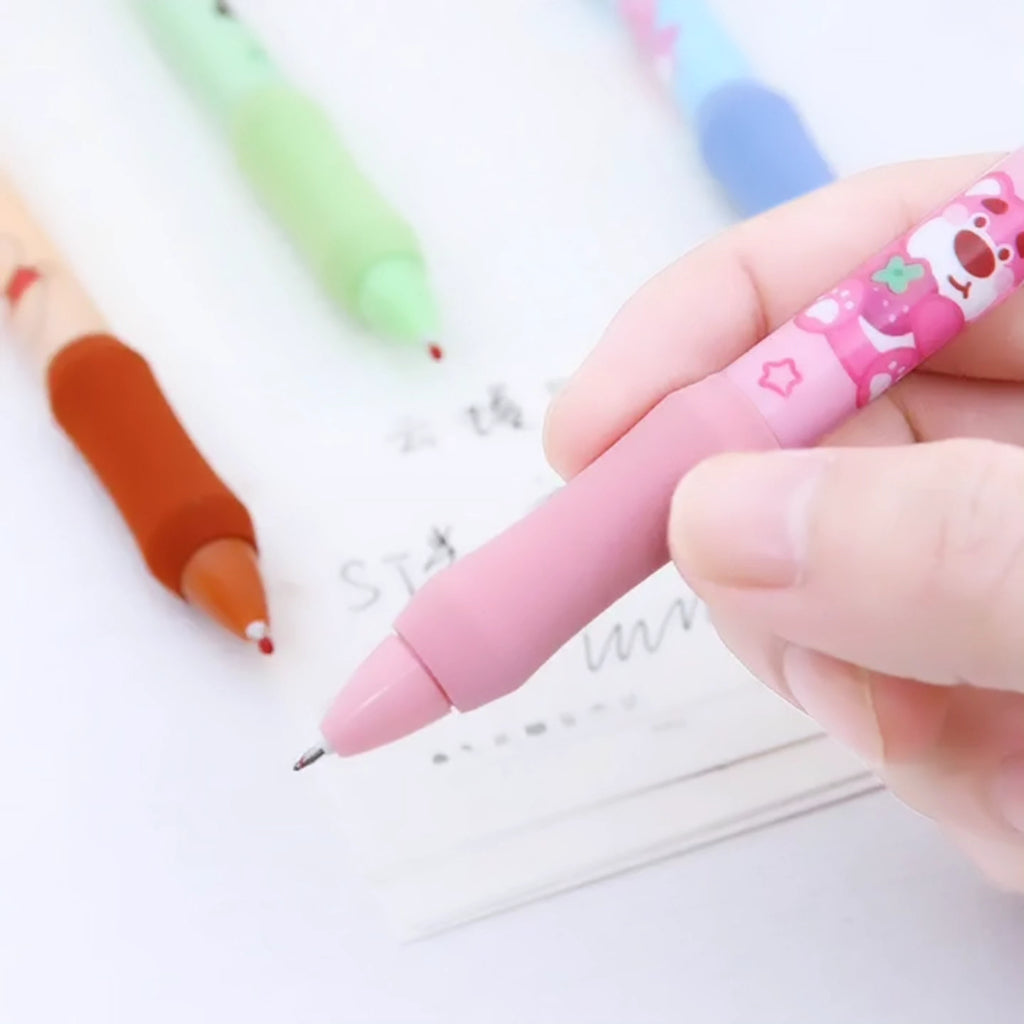 Kawaii blue ink gel pen 0.5mm with soft grip. 4pc.