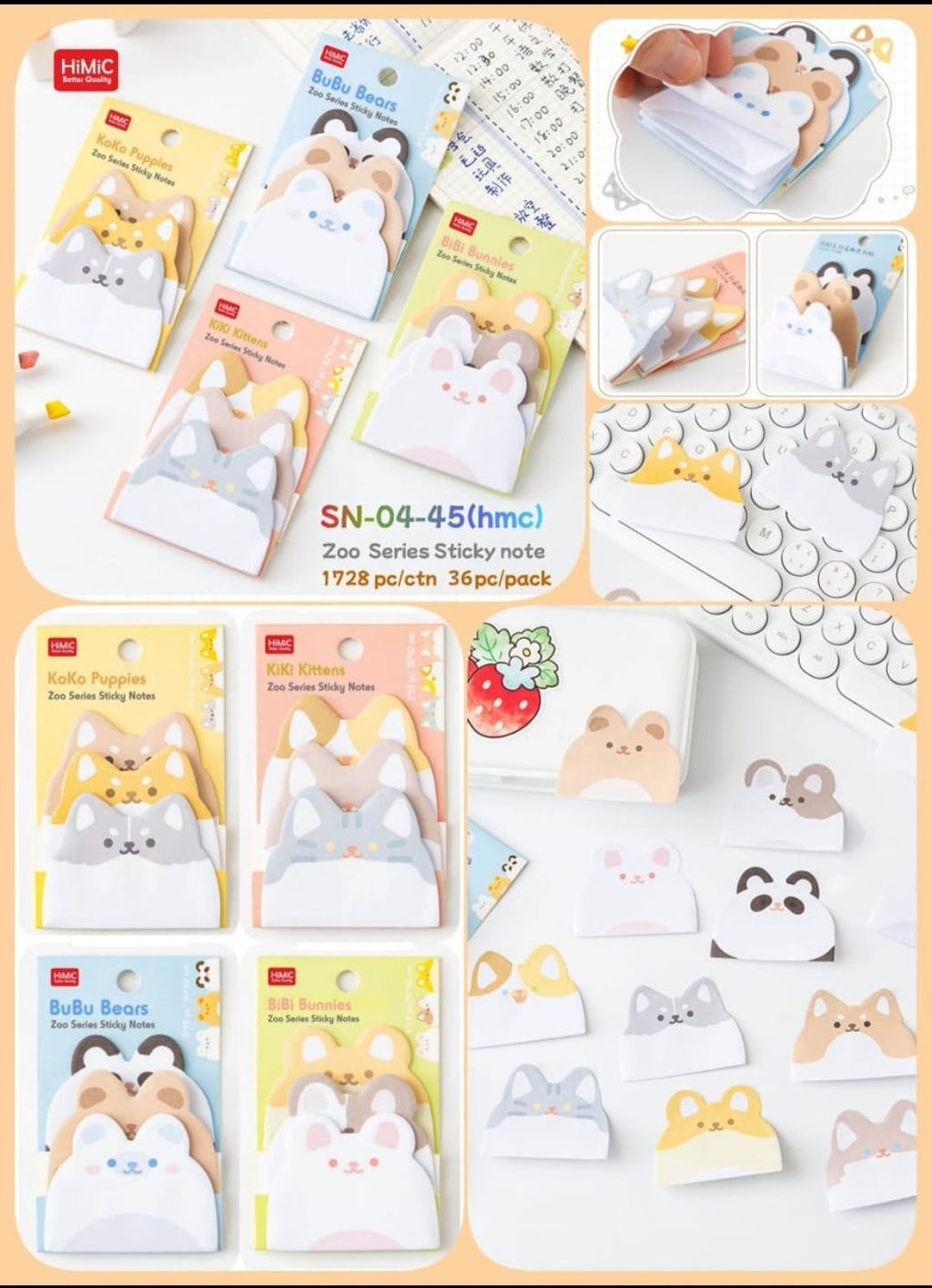 Cute cat sticky note. Each pack has 3 different design.Pack of 4. Total 12 design.