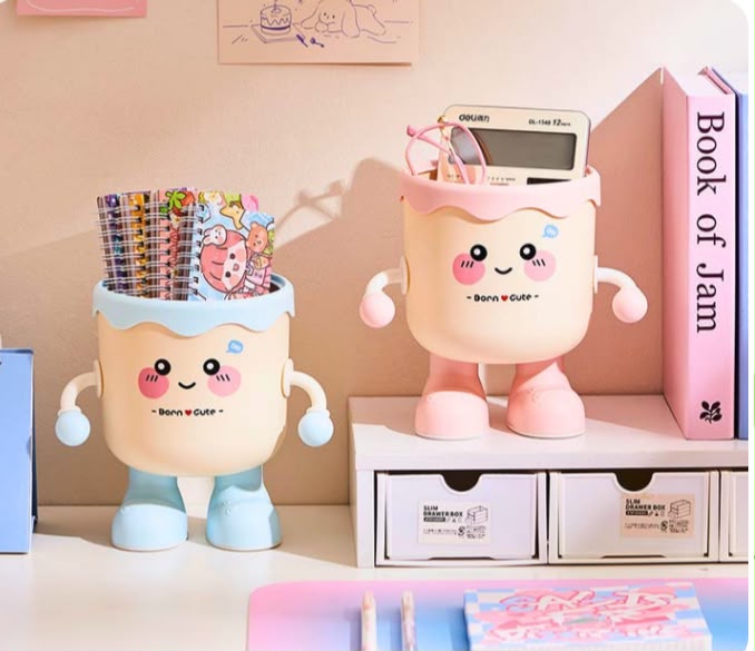 Cute Kawaii Pastel Desk Organizer | Korean Aesthetic Pen Holder 💗 any Random design.