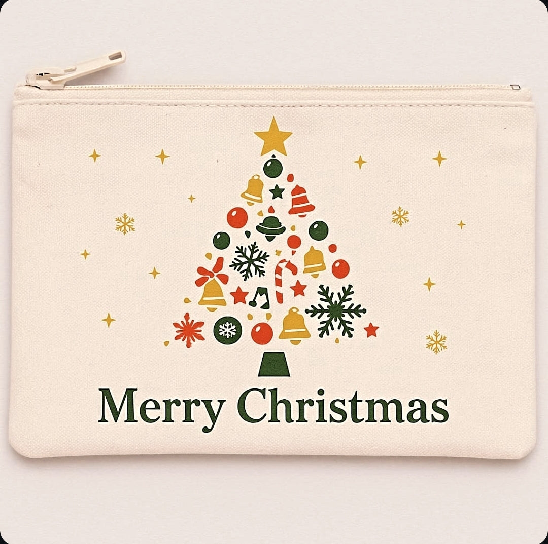 Christmas jute Pencil Pouch  environment friendly tote pencil pouch for your little one and for you.