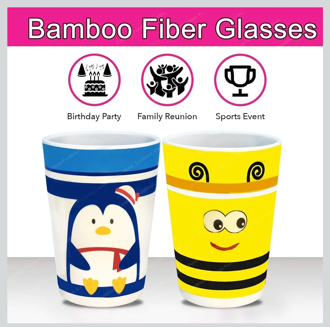 Bamboo tableware Glass for kids break resistance. 3pc.