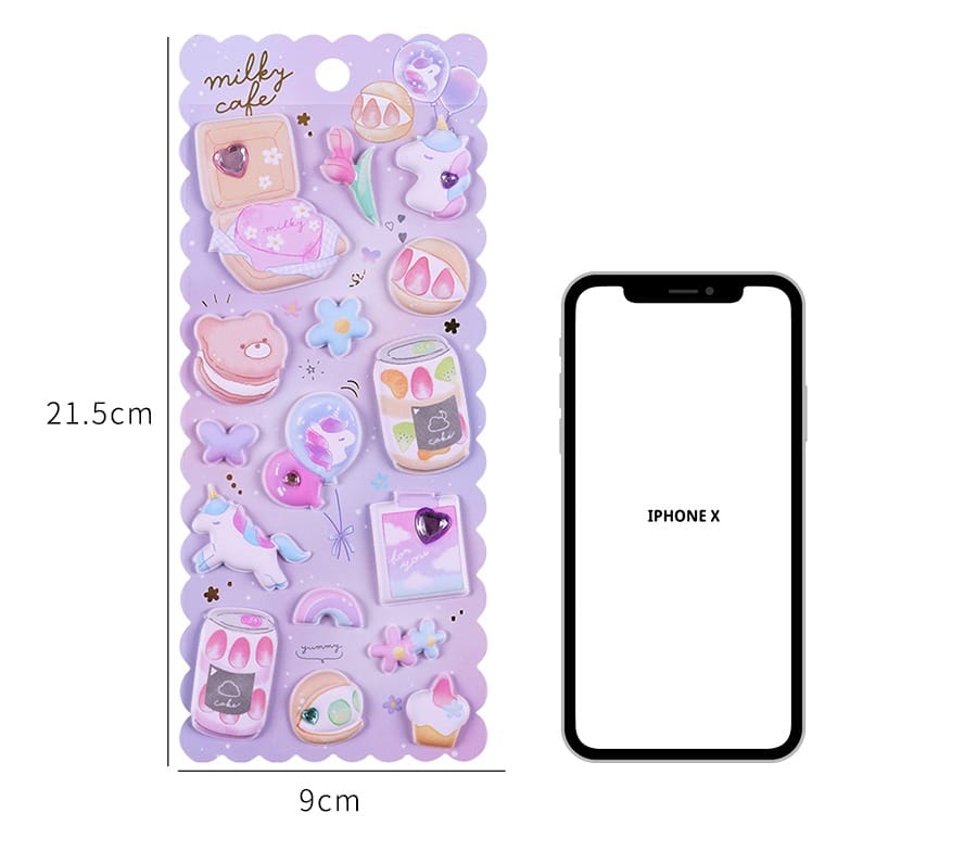 3D Puffy Kawaii Stickers high quality waterproof. Can stick it to journal phone cover water bottle anywhere. RANDOM design.