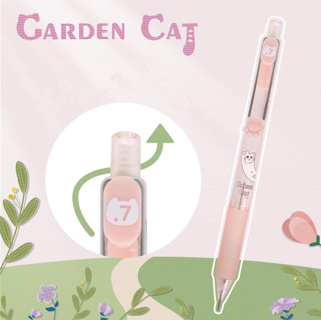 Garden Cat mechanical pencil pastel colour body dark ink. 4pc.