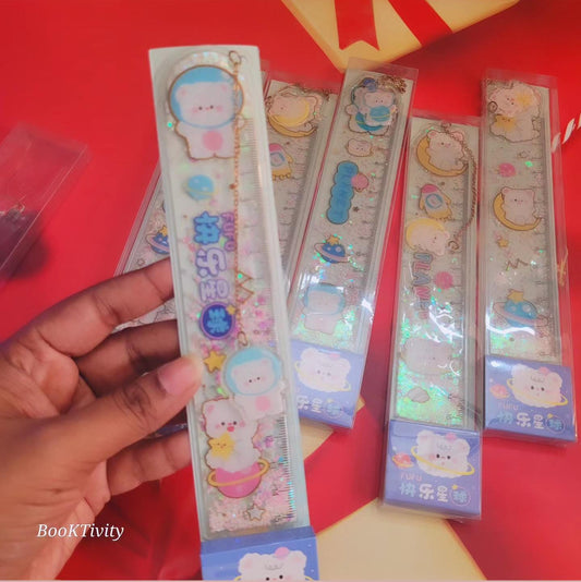 Glittering bookmark ruler