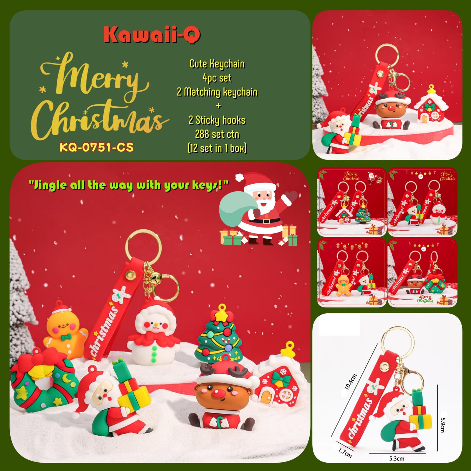 Christmas Keychain. 4pc in one packet.