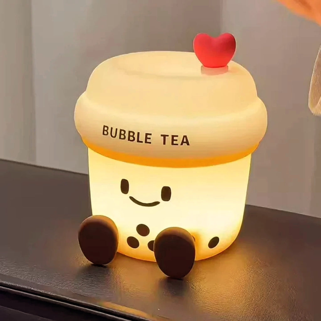 Bubble boba tea soft silicon lamp. Touch sensor.