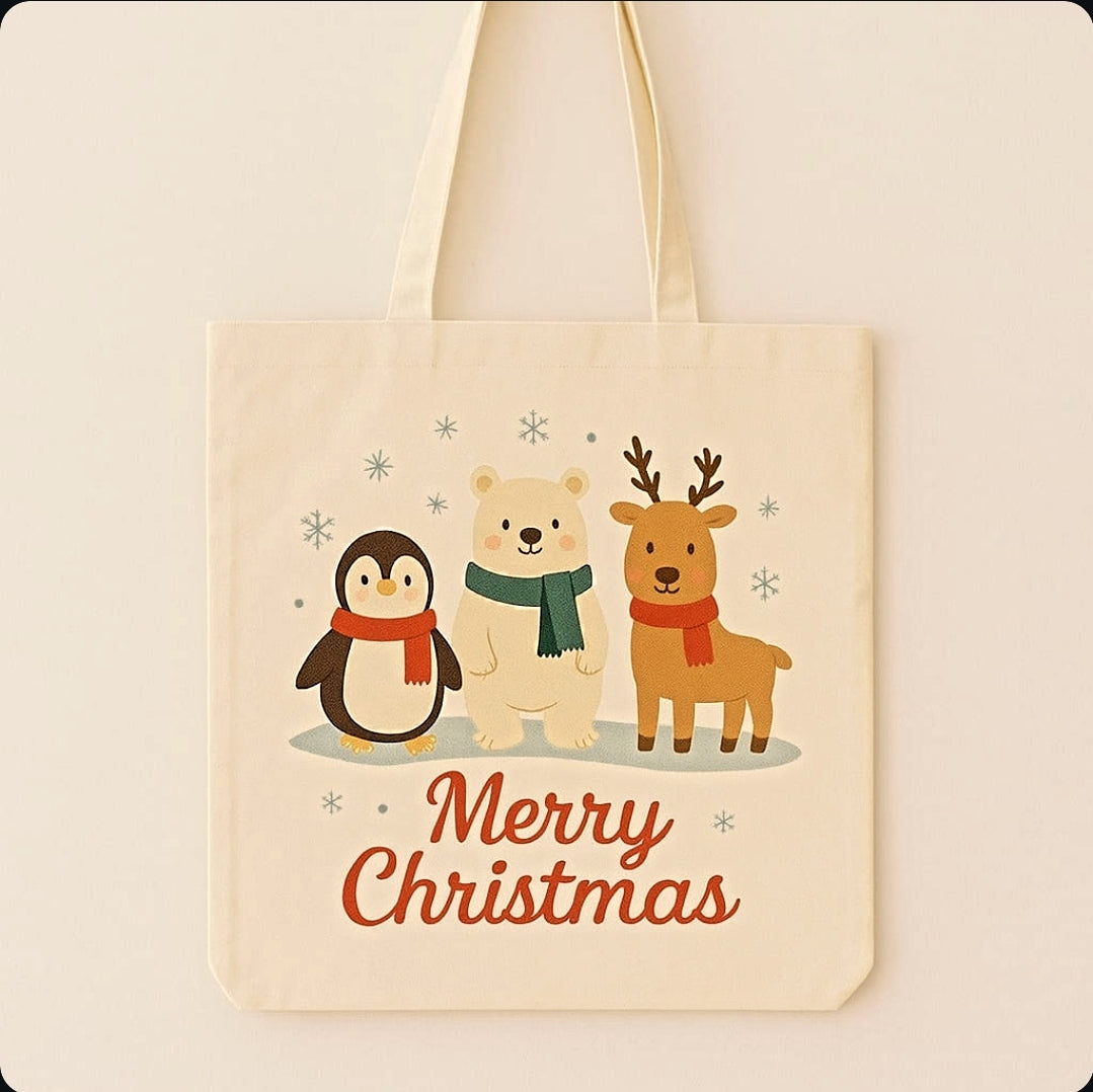 Christmas jute bag  environment friendly tote bag for your little one and for you.