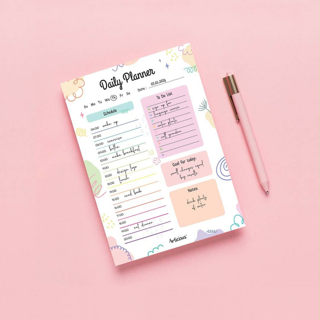 Aesthetic Daily Planner Notepad | Cute Pastel To-Do List & Productivity Planner 🌸 any random design.