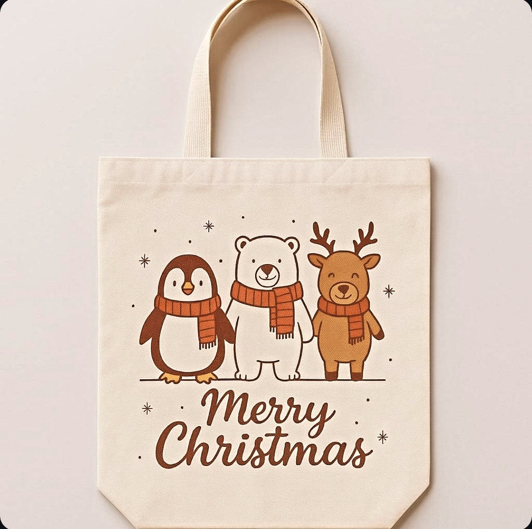 Christmas jute bag  environment friendly tote bag for your little one and for you.