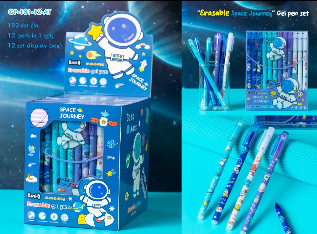 Space Design Erasable Pen set. 12 pens in a set. High quality.