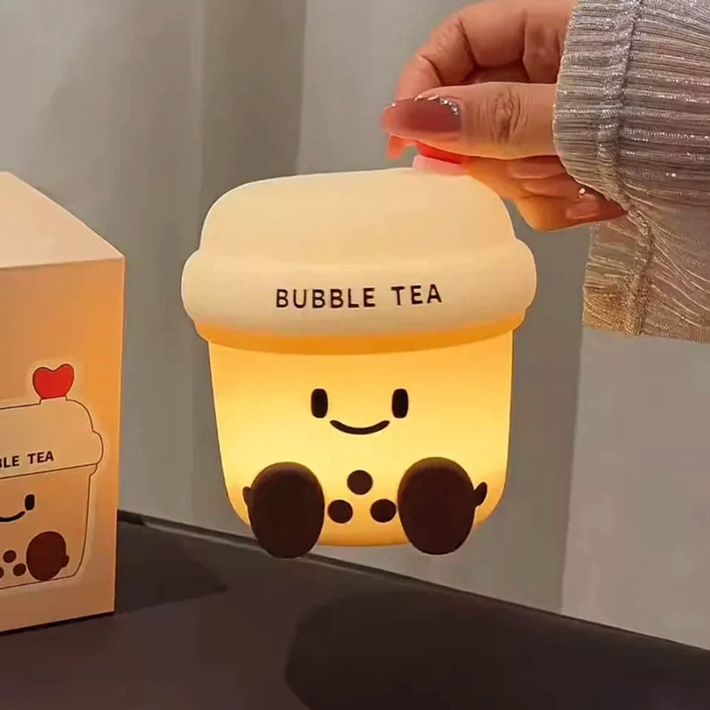 Bubble boba tea soft silicon lamp. Touch sensor.