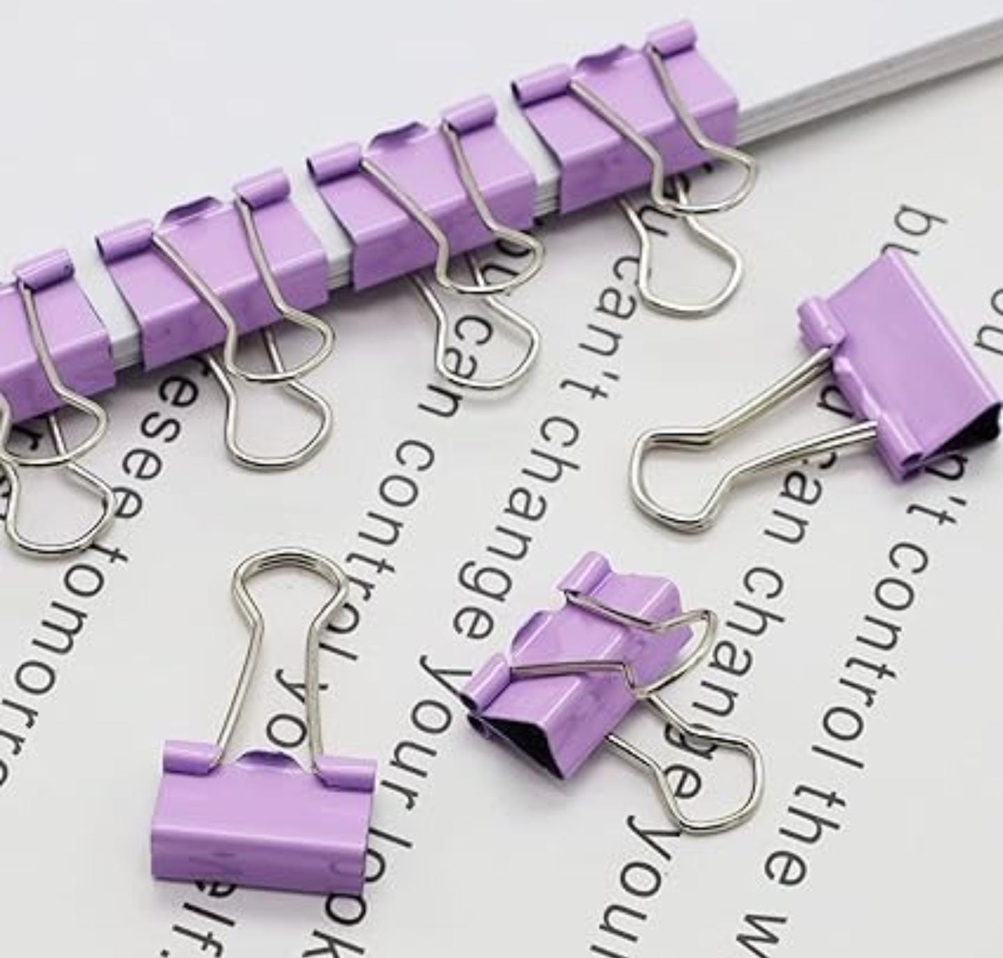 Binder Clips, Push Pins, Paper Clips Combo Set | Large & Small Stationery Kit for Office, School & Home Supplies (Purple)