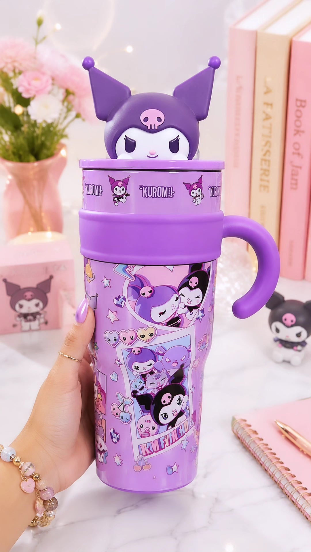Kuromi tumbler 1.5ltr with a 3d kuromi charms