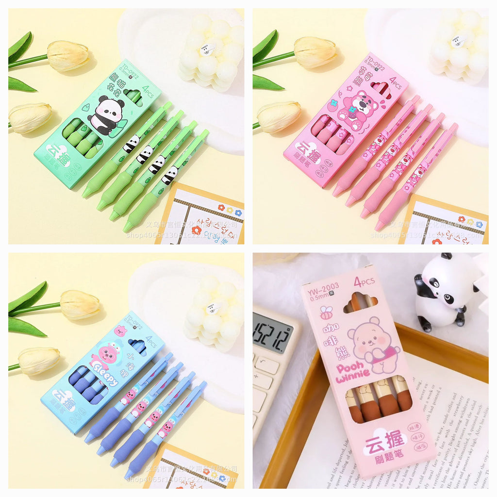 Kawaii blue ink gel pen 0.5mm with soft grip. 4pc.