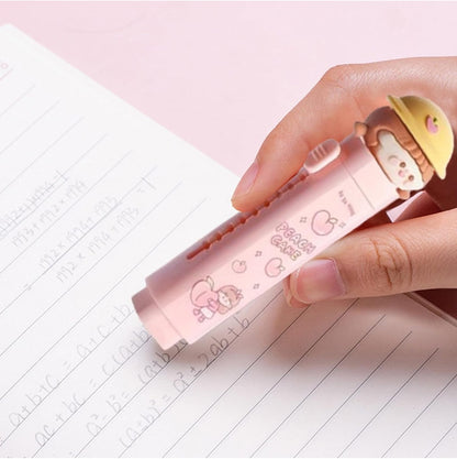 Peach Cake Push Pull Eraser, Lightweight Retractable Eraser Stationery for Office & School, Pink