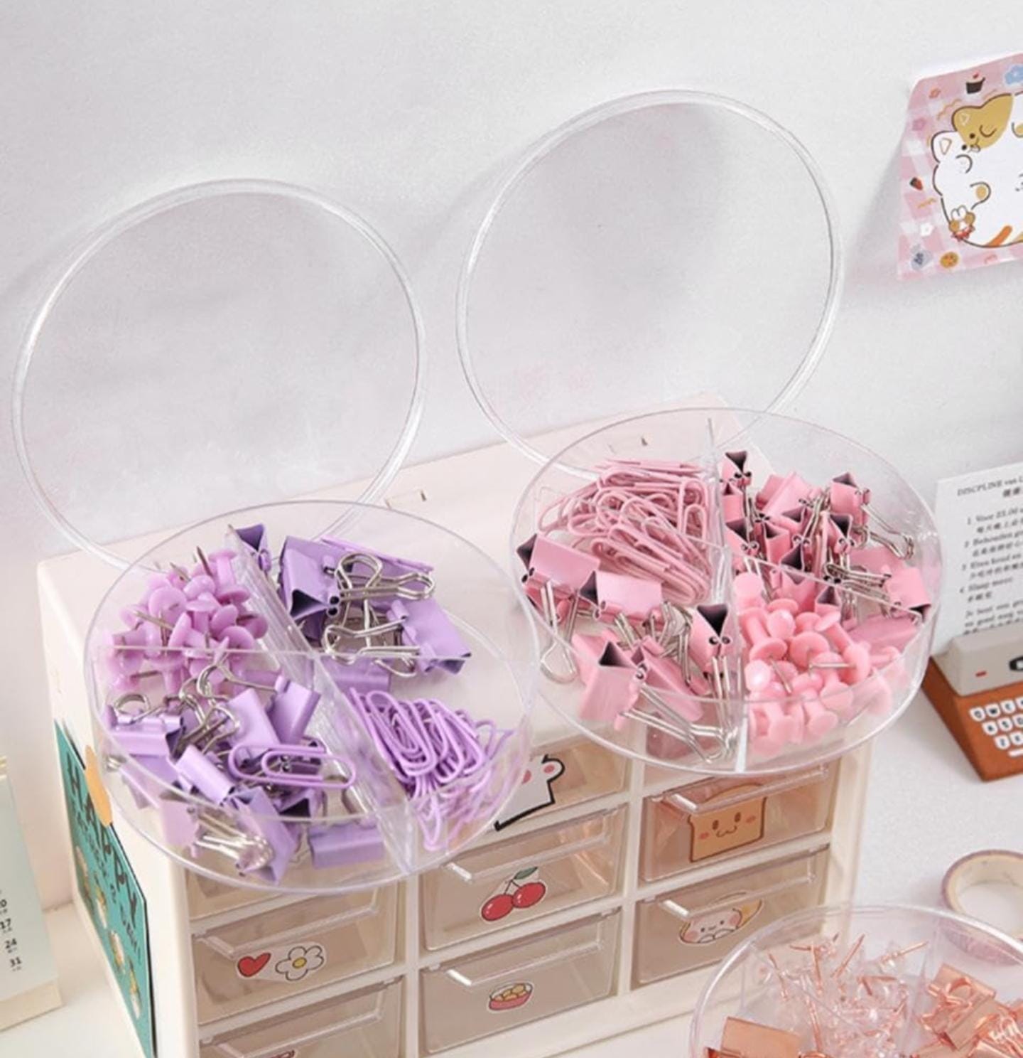 Binder Clips, Push Pins, Paper Clips Combo Set | Large & Small Stationery Kit for Office, School & Home Supplies (Purple)