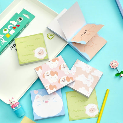 6pcs Cute Cartoon Animals Memo Pad Sticky Notes each design has 100 pages Writing Pads Label Mark Stickers Stationery School Supplies Sticky Notes