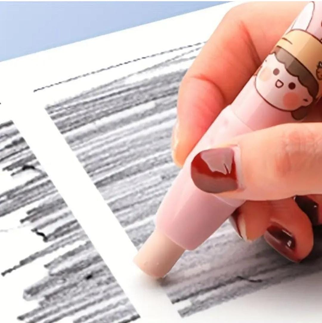 Push back eraser set. Each set has one push back eraser pen and 2 back up. 4pc set.