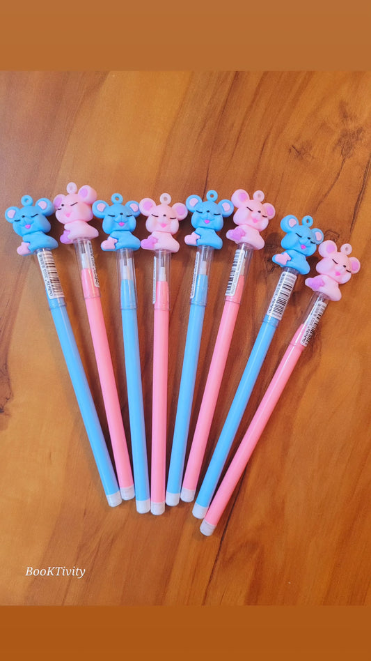 Bullet pencils set of 2 ( pink and blue) with cute toppers